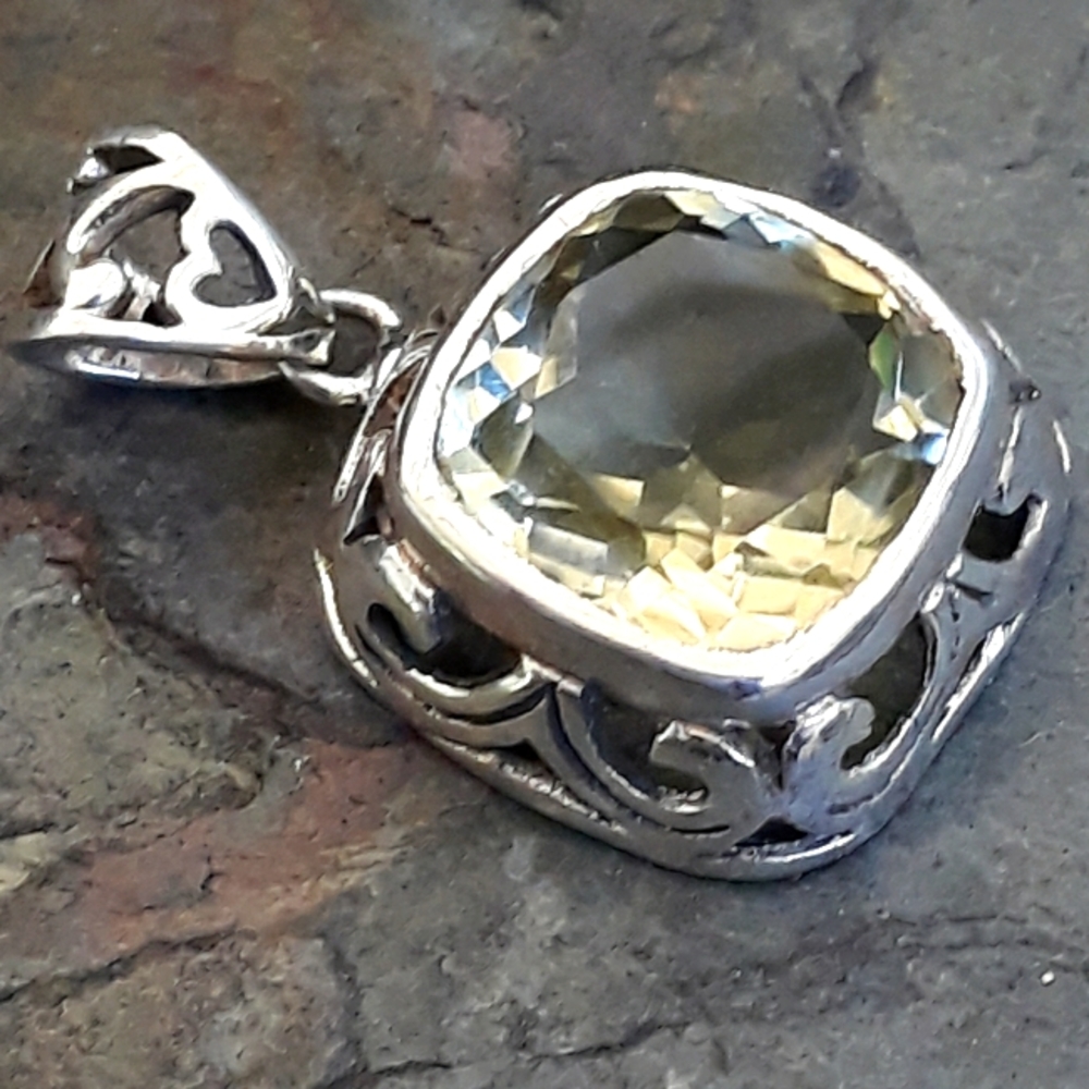 Lemon Quartz Sterling Silver Pendant